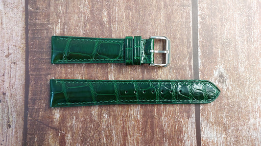 Green Full Grain Crocodile Leather Strap For Timex Marlin California Dial Watch