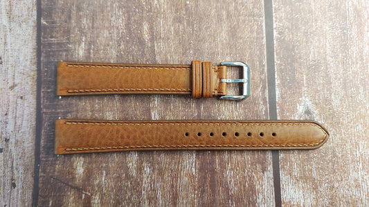 Brown Italian Veg Tanned Minerva Box Leather Strap For Raymond weil Watch
