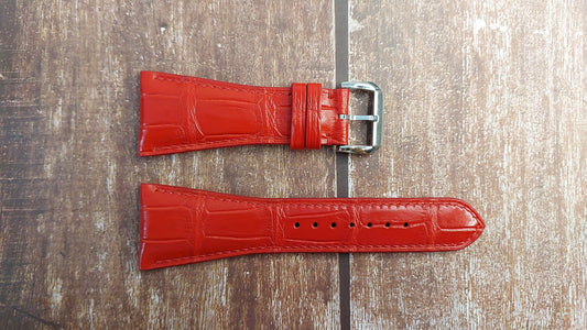 Red Full Grain Crocodile Leather Strap For Franck Muller Conquistador Cortez Watch