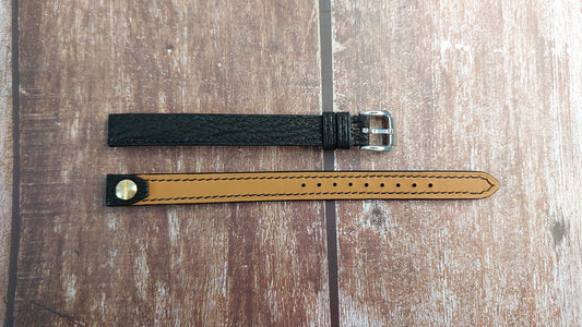 Black Sharkskin Leather Custom Open Ended Strap For Antique Rolex Trench Watch