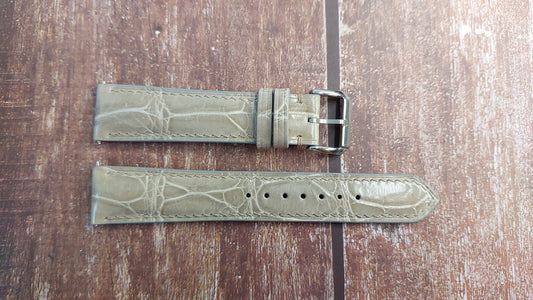 Gray Full Grain Crocodile Leather Strap