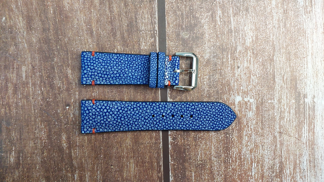 Blue Full Grain Stingray Leather Strap For  Orient "Pepsi" Kamasu Watch