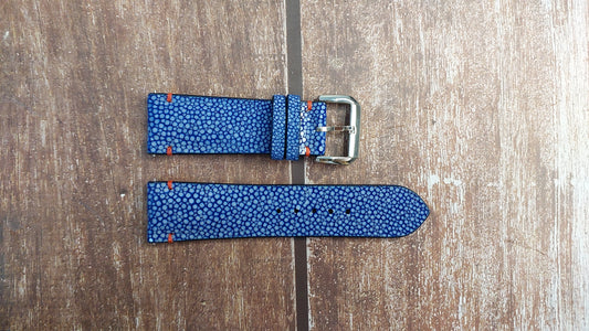 Blue Full Grain Stingray Leather Strap For  Orient "Pepsi" Kamasu Watch