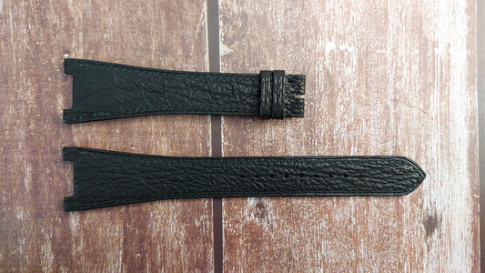 Black Sharkskin Leather Custom Notched Strap For IWC Ingenieur Watch