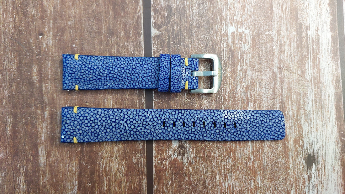 Blue Full Grain Stingray Leather Strap For TUSENÖ Windseeker Watch
