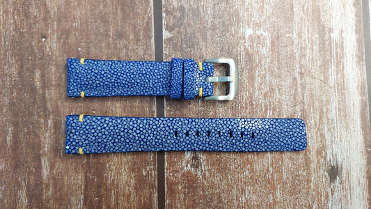 Blue Full Grain Stingray Leather Strap For TUSENÖ Windseeker Watch