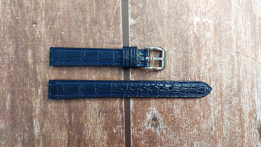 Dark Blue Full Grain Crocodile Leather Strap For Rolex Ladies Datejust Watch