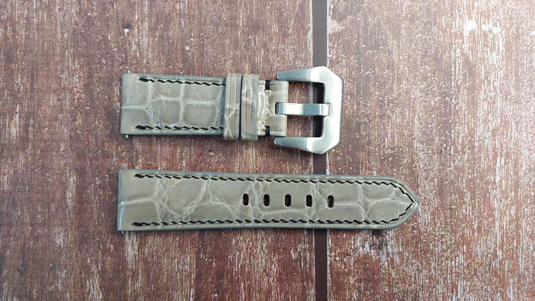 Gray Full Grain Crocodile Leather Strap For Czapek Watch