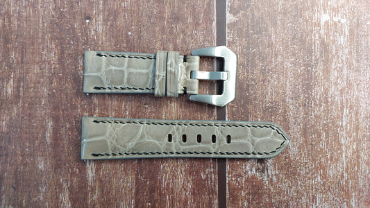Gray Full Grain Crocodile Leather Strap For Czapek Watch