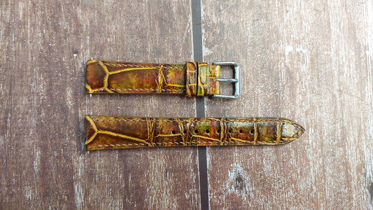 Mixing Dye Full Grain Crocodile Leather Strap
