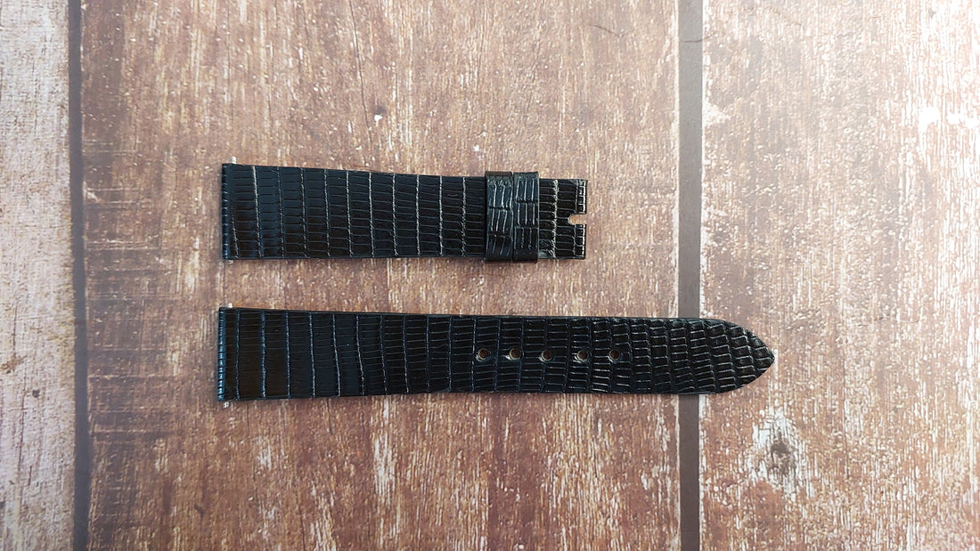 Black Full Grain Lizard Leather Strap For Vintage Rolex Watch