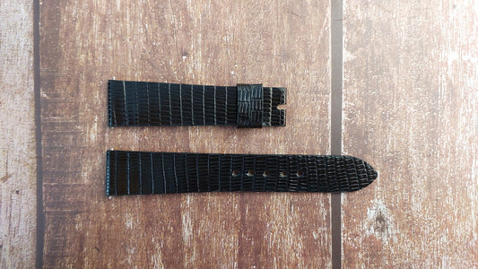 Black Full Grain Lizard Leather Strap For Vintage Rolex Watch