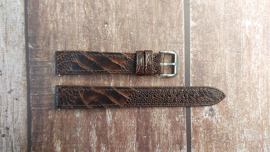 Dark Brown Full Grain Ostrich Leg Leather Strap For Jaeger LeCoultre Watch