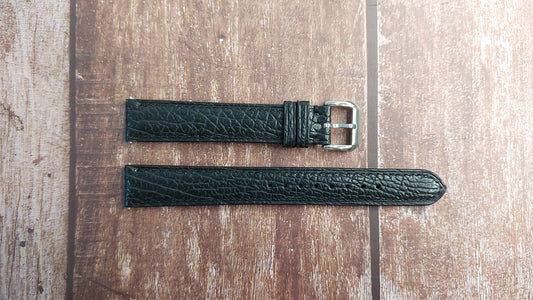 Black Full Grain Shark Skin Leather Strap For Rado Jubilee Watch