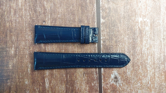 Dark Blue Full Grain Crocodile Leather Strap For Corum Trapeze Watch