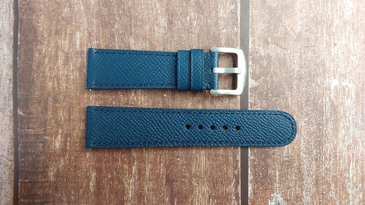 Navy Epsom Leather Strap For Fossil blue chronograph model FS-54 Watch