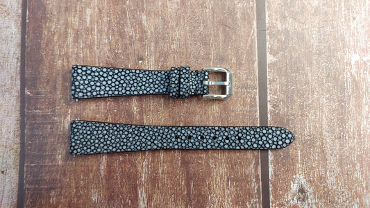 Black Full Grain Stingray Leather Strap For Oris Pointer Date 36 Watch