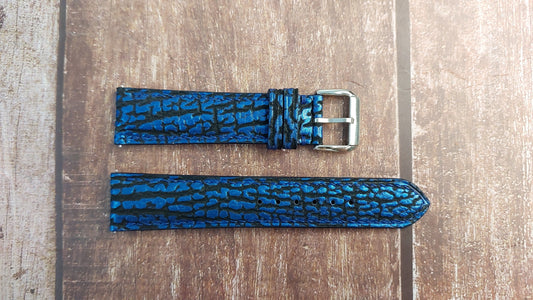 Blue Full Grain Shark Skin Leather Strap