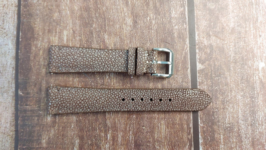 Brown Full Grain Stingray Leather Strap For Grand Seiko GMT Watch