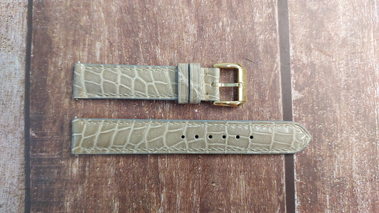Gray Full Grain Crocodile Leather Strap