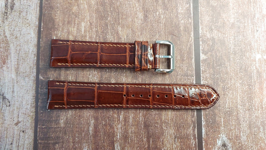 Reddish Brown Full Grain Crocodile Leather Strap For IWC type Watch