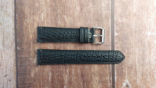 Black Full Grain Shark Skin Leather Strap For Hamilton Khaki Watch
