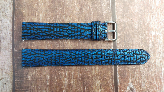 Blue Full Grain Shark Skin Leather Strap For Farming Venu 2 Watch