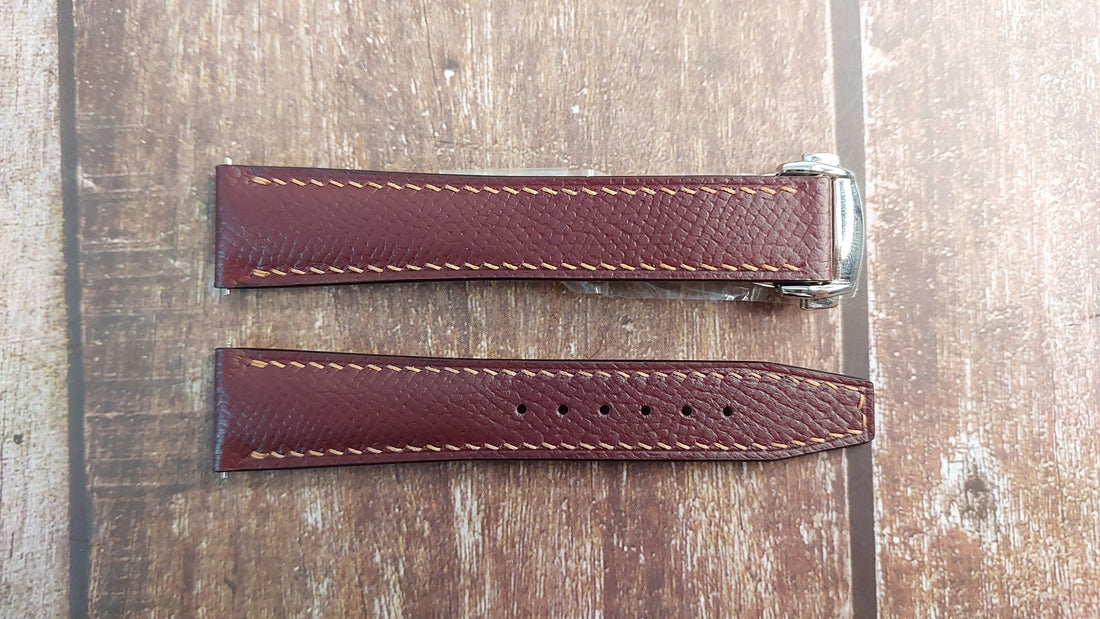 Wine Red Epsom Leather Strap For Armand Nicolet vs1 chrono Watch