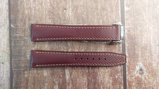 Wine Red Epsom Leather Strap For Armand Nicolet vs1 chrono Watch
