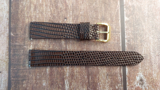 Dark Brown Full Grain Lizard Leather Strap For Vintage IWC Watch