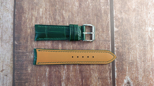 Green Full Grain Crocodile Leather Strap For Moser Endeavour Watch