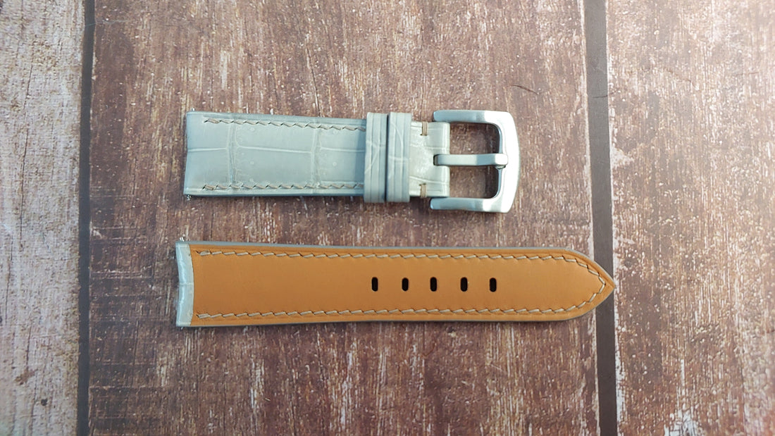 Gray Full Grain Crocodile Leather Strap For Czapek Quai des Bergues Watch