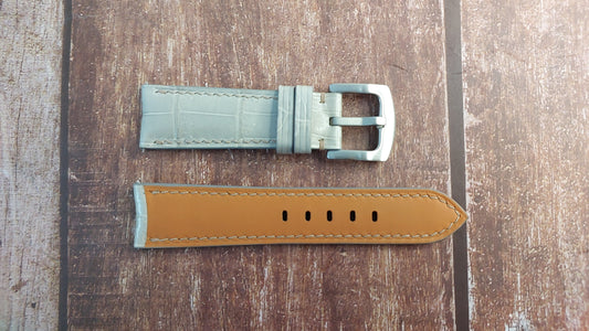 Gray Full Grain Crocodile Leather Strap For Czapek Quai des Bergues Watch