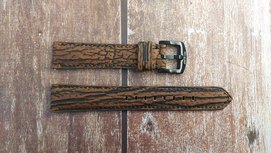 Brown Full Grain Shark Skin Leather Strap For Rolex YachtMaster Watch