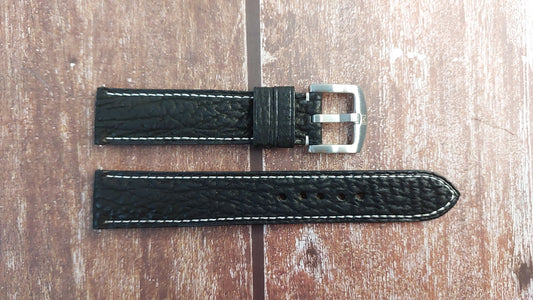 Black Full Grain Shark Skin Leather Strap For Grandfather's Rolex Submariner 5513 Watch
