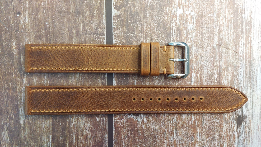 Cognac Badalassi Wax Leather Strap For Hamilton Pioneer Watch