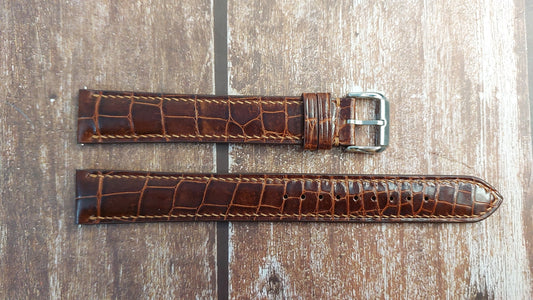 Reddish Brown Full Grain Crocodile Leather Strap For Tissot Tradition Watch