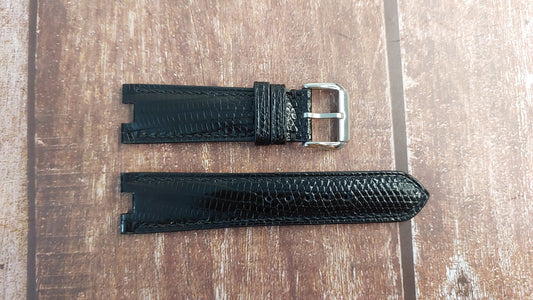 Black Lizard Leather Custom Notched Strap For Stauer "Graves 33" Watch