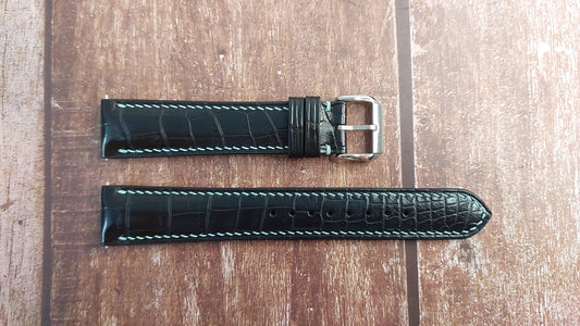 Black Full Grain Crocodile Leather Strap Omega Seamaster Cosmic 2000 Watch