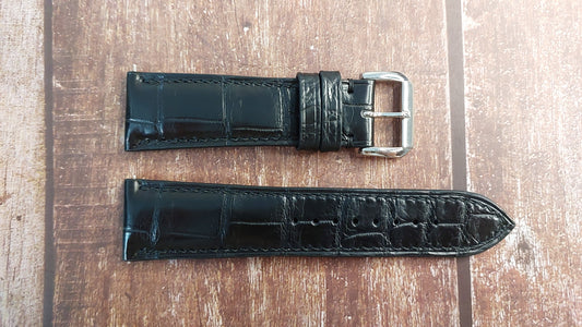 Black Full Grain Crocodile Leather Strap For Ernest Borel Watch