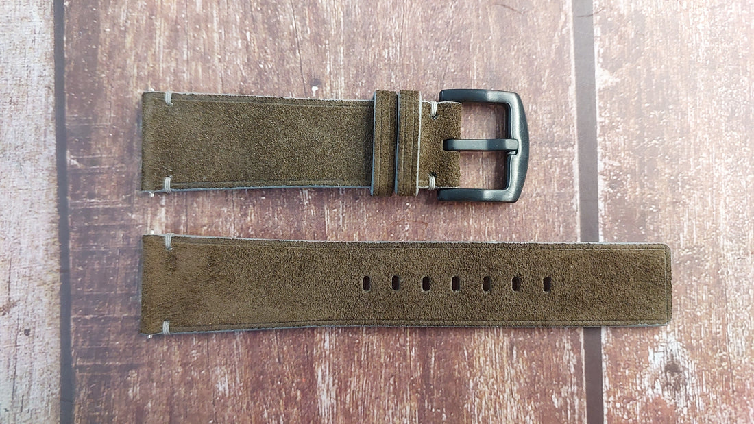Dark Gray Suede Leather Strap For Tudor Black Bay Bronze Slate Grey Watch