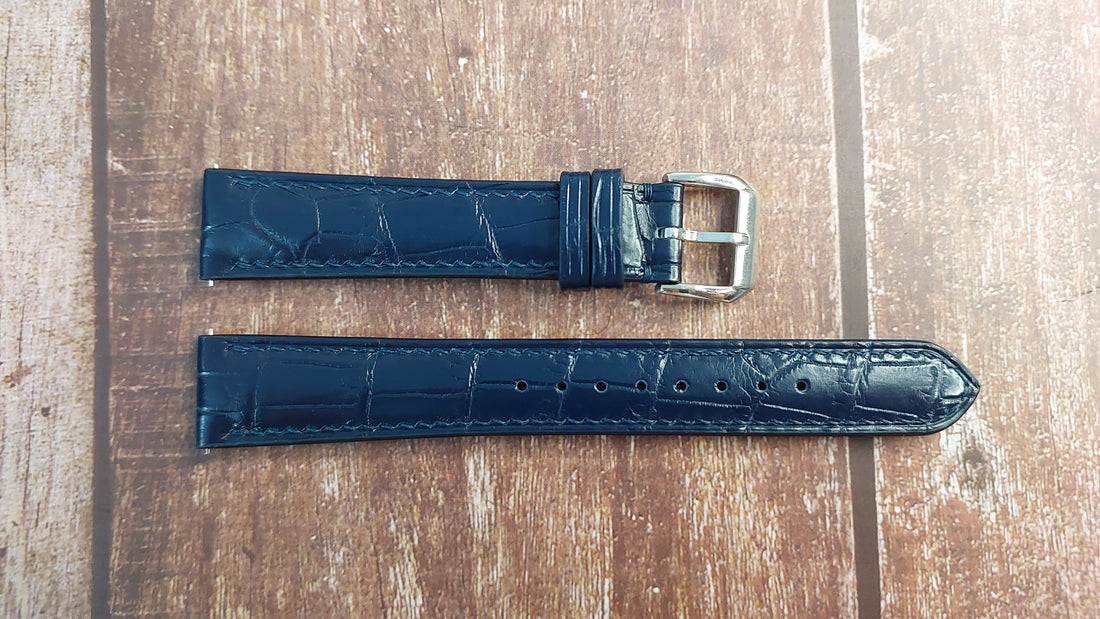 Dark Blue Full Grain Crocodile Leather Strap