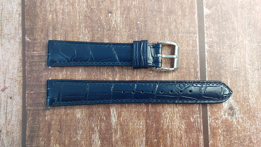 Dark Blue Full Grain Crocodile Leather Strap