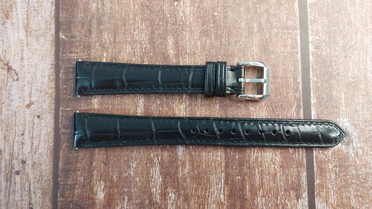 Black Full Grain Crocodile Leather Strap For Franck Muller Watch