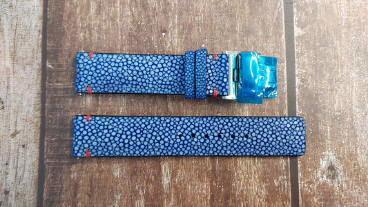 Blue Full Grain Stingray Leather Strap For Omega Seamaster 212.30.41.20.03.001 Watch