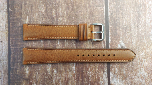Brown Italian Veg Tanned Minerva Box Leather Strap For Longines 41mm Conquest Watch