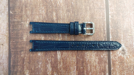 Navy Crocodile Leather Custom Notched Strap For Women Must de Cartier 21 Watch