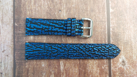Blue Full Grain Shark Skin Leather Strap For Seiko Save the Ocean Sea Turtle edition Watch