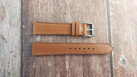 Brown Italian Veg Tanned Buttero Box Leather Strap For Citizen Eco Drive Watch