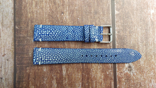 Blue Full Grain Stingray Leather Strap For Seiko SRPG23J1 Watch